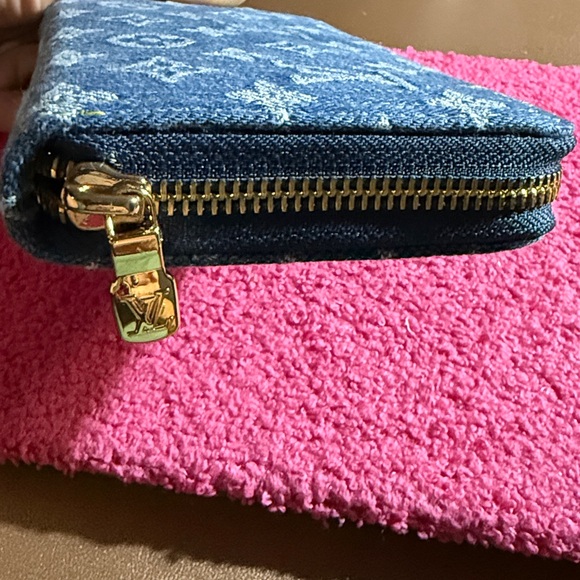 Denim Cherry Zip Around Wallet - Picture 3 of 6